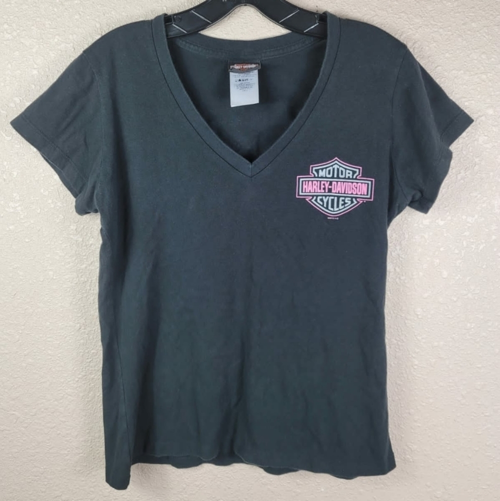 Harley Davidson Motorcycle Woman's short tee Sz M black
